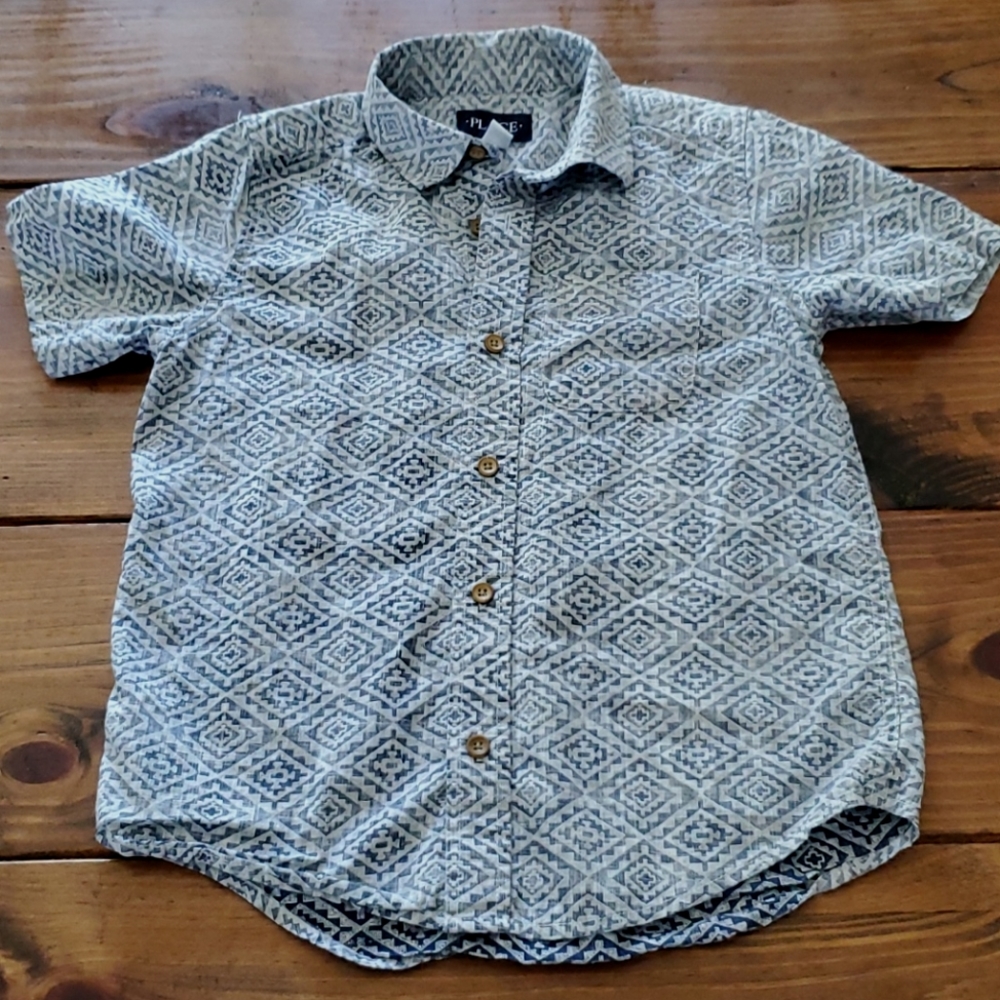 Aztec Print Short Sleeve Button Down